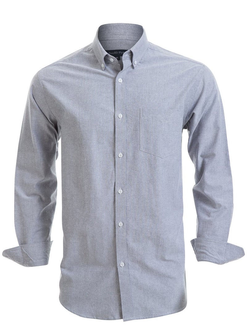 Double Pump Mens Button Down Shirts Cotton Long Sleeve Shirts Regular Fit (SL10A,XL) - Image 1